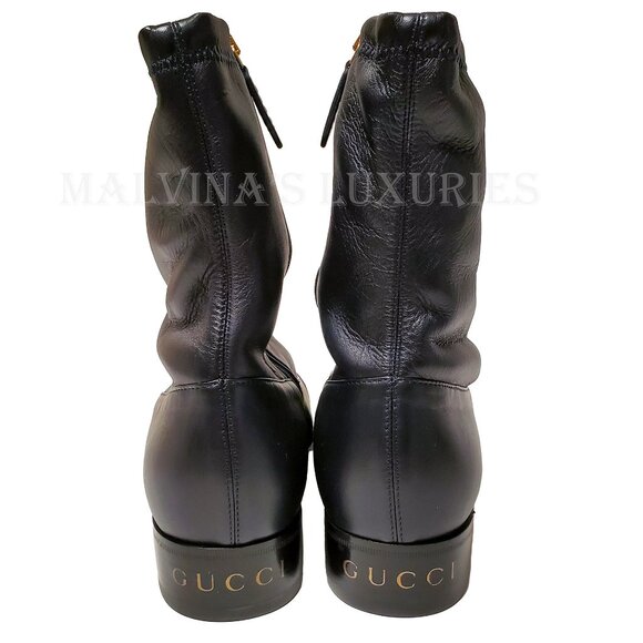 GUCCI MENS BOOTS DARK BLUE LEATHER RED LIZARD TOE ANKLE BOOTIES sz 11 11.5 - Picture 12 of 16